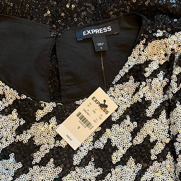 NWT Express Dressy Sequined Houndstooth Cropped Sleeveless Party Top Size Small - Picture 8 of 9